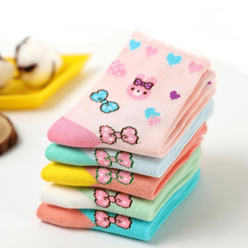 5 Pairs Rabbit Bowknot Heart Knit Socks for Kids