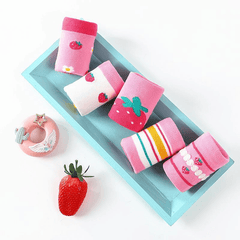 5 Pairs Strawberry Tube Socks for Boys and Girls