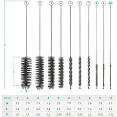 10pcs Stainless Steel Bottle Brushes Straw Cleaning Brush