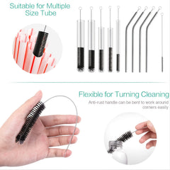10pcs Stainless Steel Bottle Brushes Straw Cleaning Brush