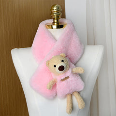 Winter Plush Bear Scarf Kids Boys Girls Cold-resistant Warm Wool