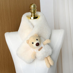Winter Plush Bear Scarf Kids Boys Girls Cold-resistant Warm Wool