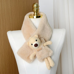 Winter Plush Bear Scarf Kids Boys Girls Cold-resistant Warm Wool