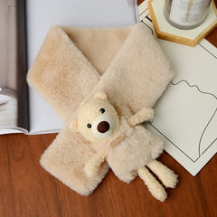 Winter Plush Bear Scarf Kids Boys Girls Cold-resistant Warm Wool