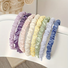 Satin Pleated Headband Decorative Hair Accessories Holiday Gift For Girls