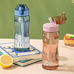 Leakproof Sports Water Bottle with Straw and Scale for Fitness Hiking