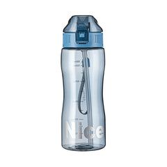 Leakproof Sports Water Bottle with Straw and Scale for Fitness Hiking