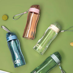 Leakproof Sports Water Bottle with Straw and Scale for Fitness Hiking