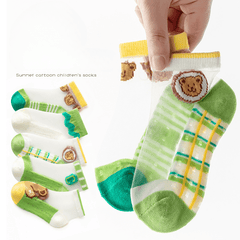 Girls Bear Casual Ankle Socks Mesh Breathable Comfortable Princess Socks