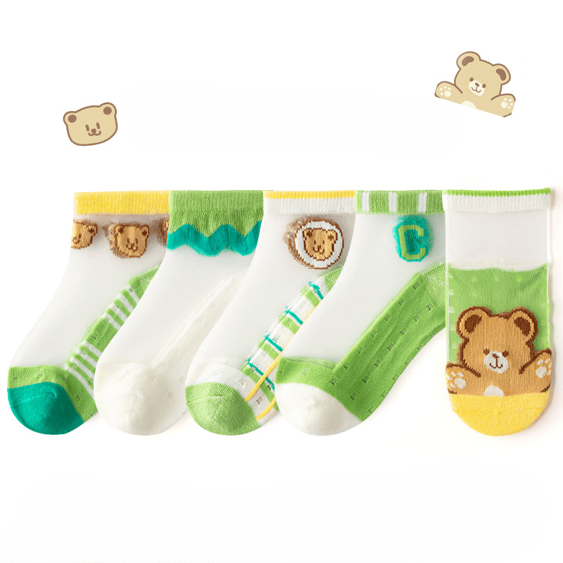 Girls Bear Casual Ankle Socks Mesh Breathable Comfortable Princess Socks