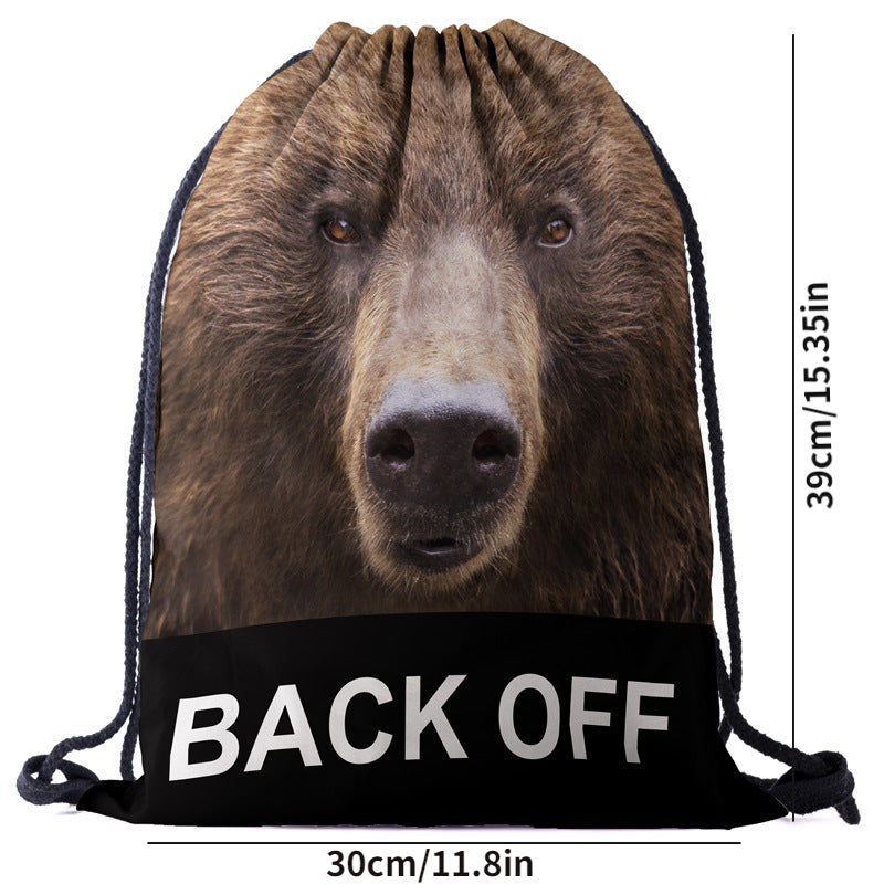 Animal Pattern Drawstring Bag Lightweight Sports Backpack