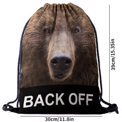 Animal Pattern Drawstring Bag Lightweight Sports Backpack