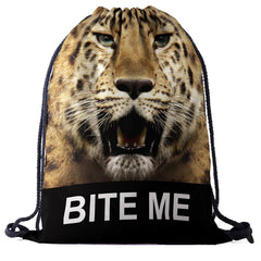 Animal Pattern Drawstring Bag Lightweight Sports Backpack