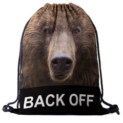 Animal Pattern Drawstring Bag Lightweight Sports Backpack