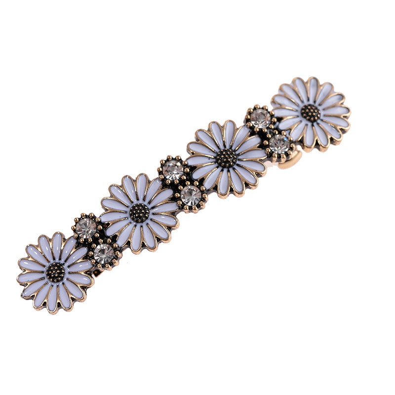 Alloy Daisy Hair Clip Chrysanthemum Rhinestone French Barrette