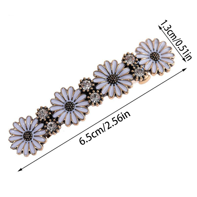 Alloy Daisy Hair Clip Chrysanthemum Rhinestone French Barrette