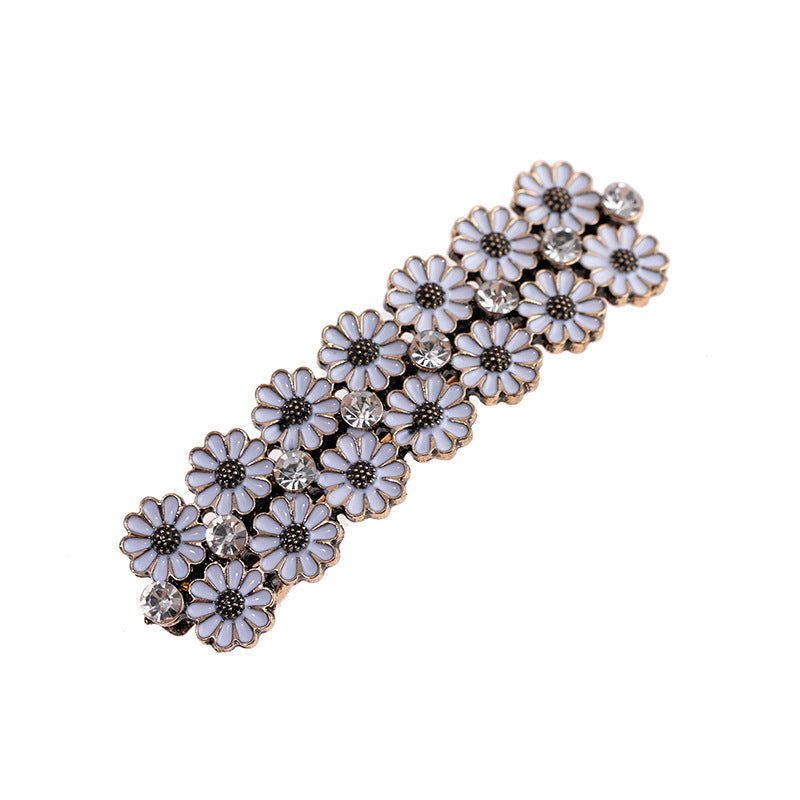 Alloy Daisy Hair Clip Chrysanthemum Rhinestone French Barrette