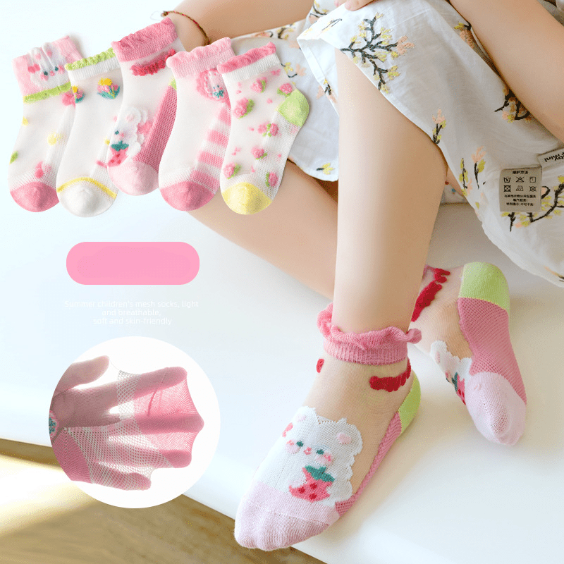 Girls Rabbit Ankle Socks Mesh Breathable Princess Socks For Kids