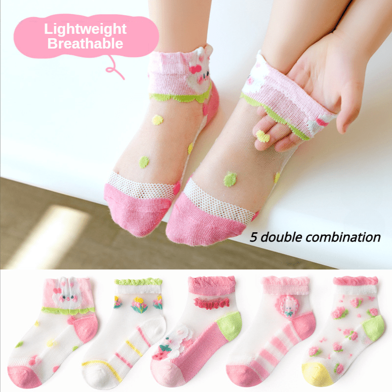 Girls Rabbit Ankle Socks Mesh Breathable Princess Socks For Kids