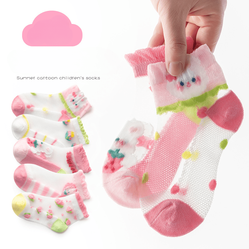Girls Rabbit Ankle Socks Mesh Breathable Princess Socks For Kids