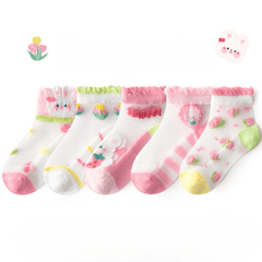 Girls Rabbit Ankle Socks Mesh Breathable Princess Socks For Kids
