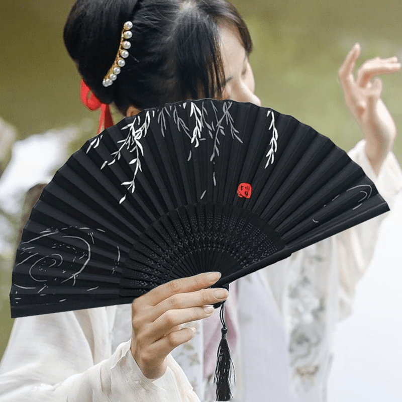 Chinese Style Folding Fan Dance Fan Women Summer Retro Classical Decorative Fan