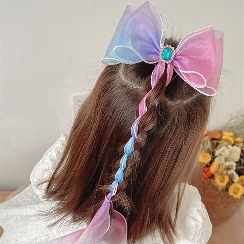 Princess Mesh Ribbon Braided Hair Accessory Bow Knot Hairpin
