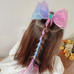 Princess Mesh Ribbon Braided Hair Accessory Bow Knot Hairpin