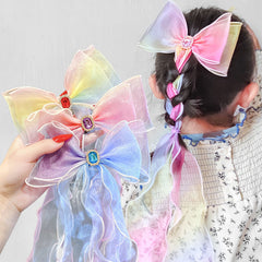 Princess Mesh Ribbon Braided Hair Accessory Bow Knot Hairpin