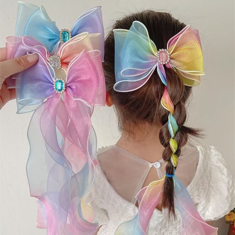 Princess Mesh Ribbon Braided Hair Accessory Bow Knot Hairpin