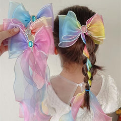 Princess Mesh Ribbon Braided Hair Accessory Bow Knot Hairpin