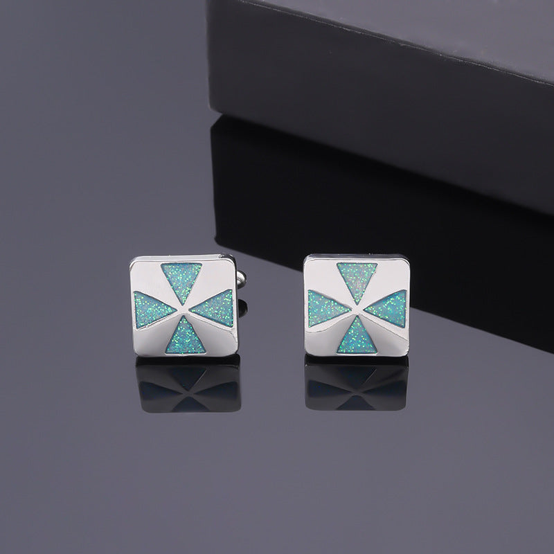 Men's Flash Powder Sense Cufflinks Square Dripping Sleeve Nail