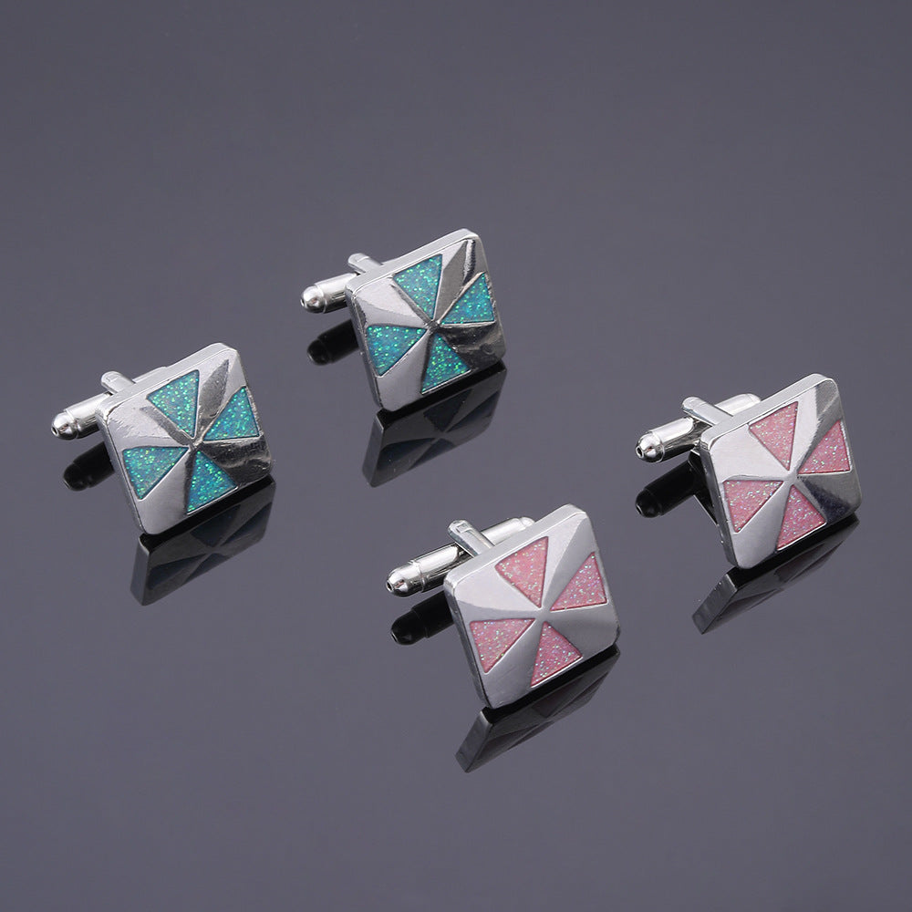 Men's Flash Powder Sense Cufflinks Square Dripping Sleeve Nail