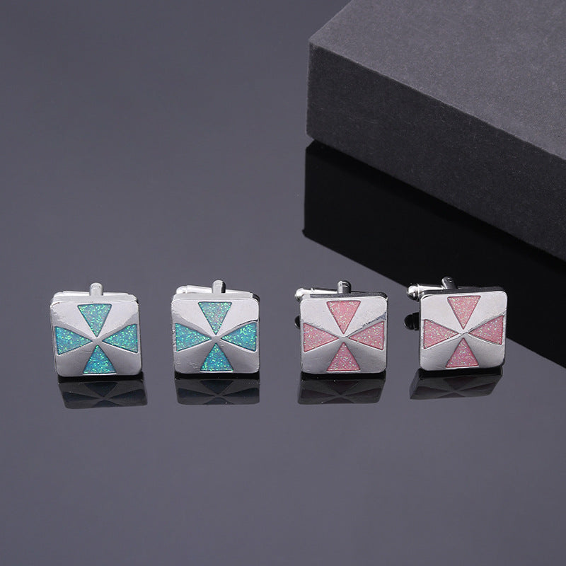 Men's Flash Powder Sense Cufflinks Square Dripping Sleeve Nail