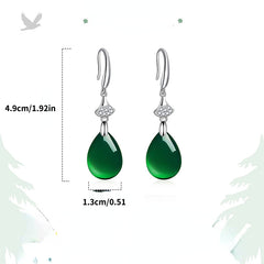 Vintage Chinese Style Green Agate Earrings Gift for Girls