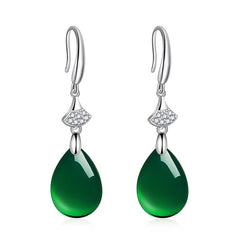 Vintage Chinese Style Green Agate Earrings Gift for Girls