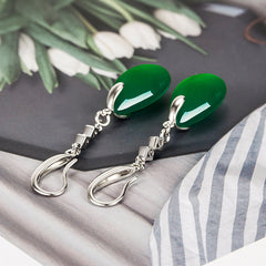 Vintage Tassel Green Agate Zircon Earrings for Girls