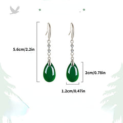 Vintage Tassel Green Agate Zircon Earrings for Girls