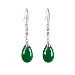 Vintage Tassel Green Agate Zircon Earrings for Girls