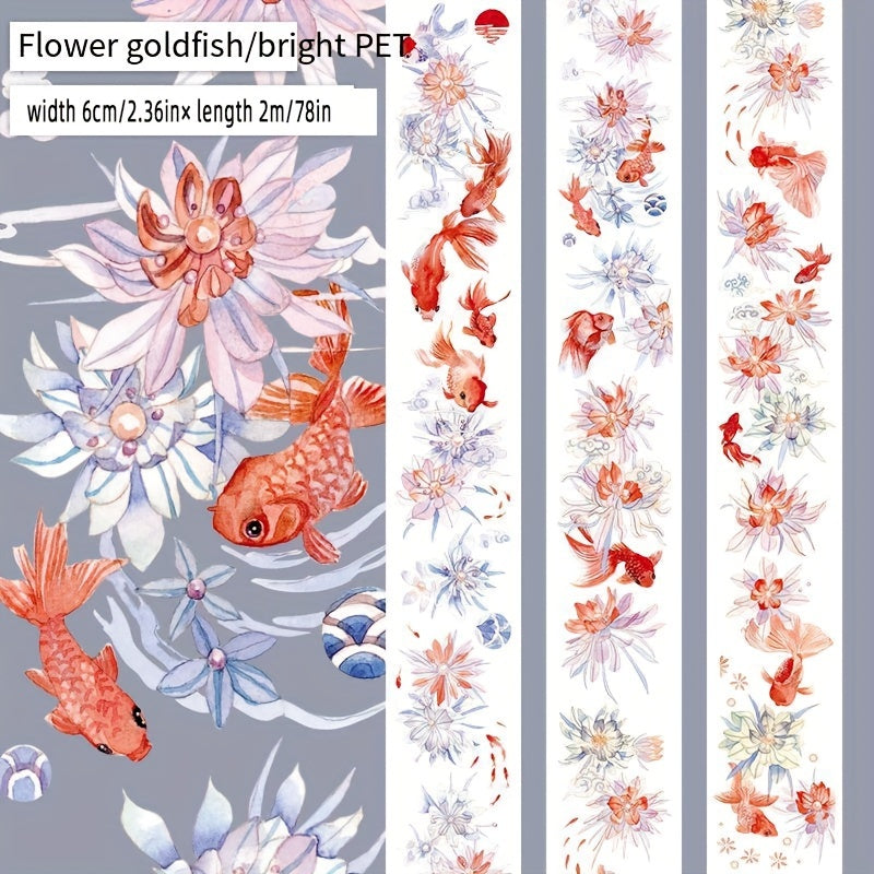 Red Koi Fish Stickers Set - Ice Crystal 3D Waterproof Stickers - 2 Meters