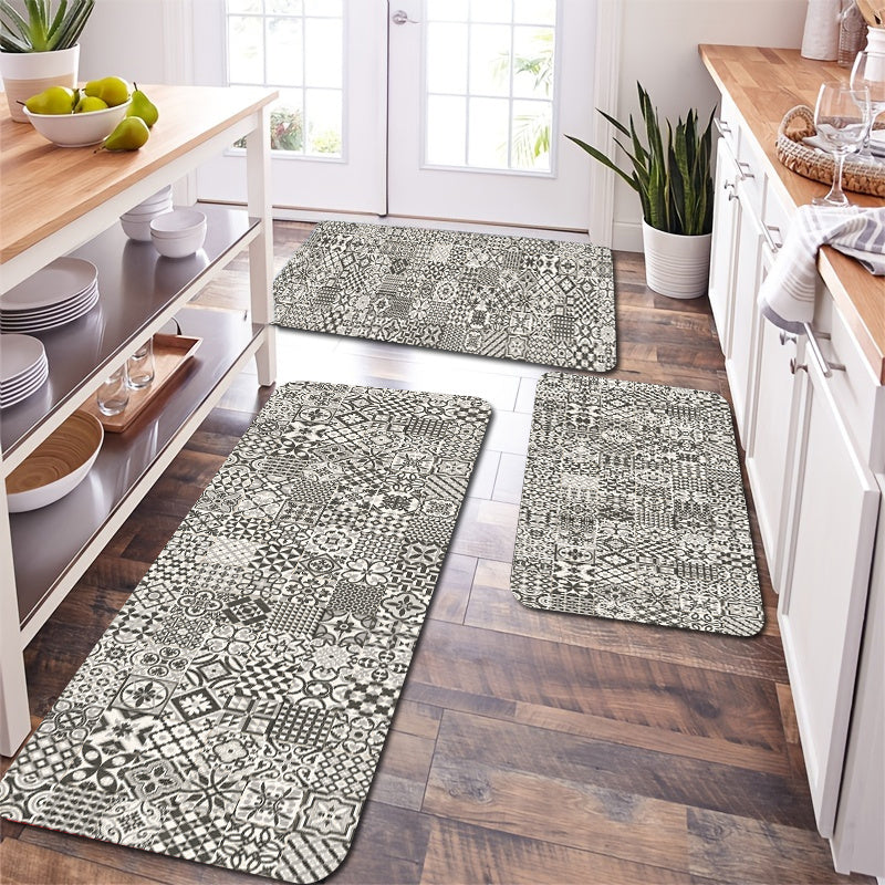 Boho Non Slip Kitchen Mat Set Waterproof Dirt Resistant
