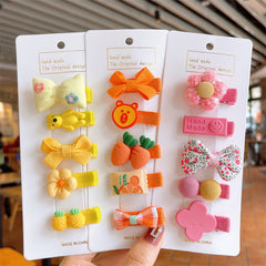 5pcs Flower Bow Bear Hair Clips Set for Girls