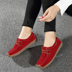 Women's Square Toe Boat Shoes Lace Up Slip On Walking Flats