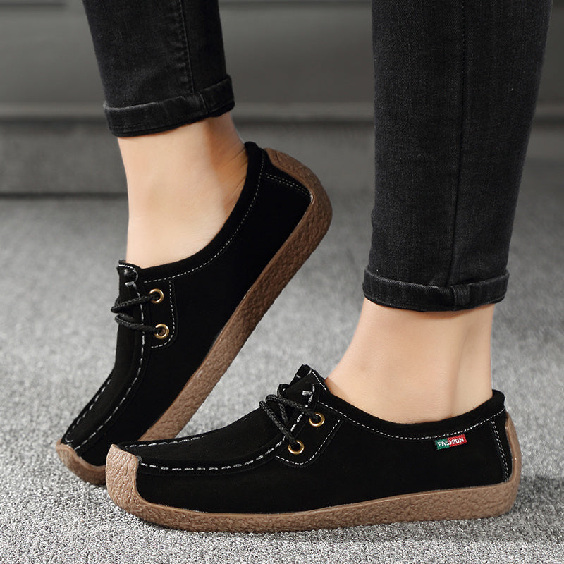 Women's Square Toe Boat Shoes Lace Up Slip On Walking Flats
