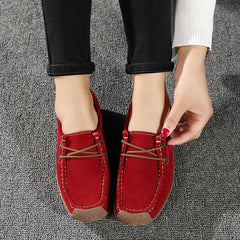 Women's Square Toe Boat Shoes Lace Up Slip On Walking Flats