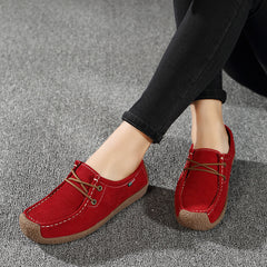 Women's Square Toe Boat Shoes Lace Up Slip On Walking Flats