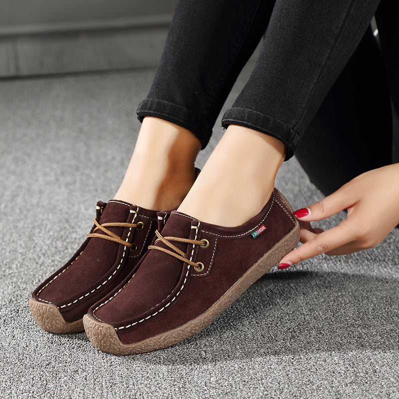 Square Toe Boat Shoes Lace Up Slip On Canvas Shoes Women's Footwear