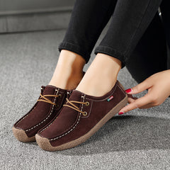 Square Toe Boat Shoes Lace Up Slip On Canvas Shoes Women's Footwear
