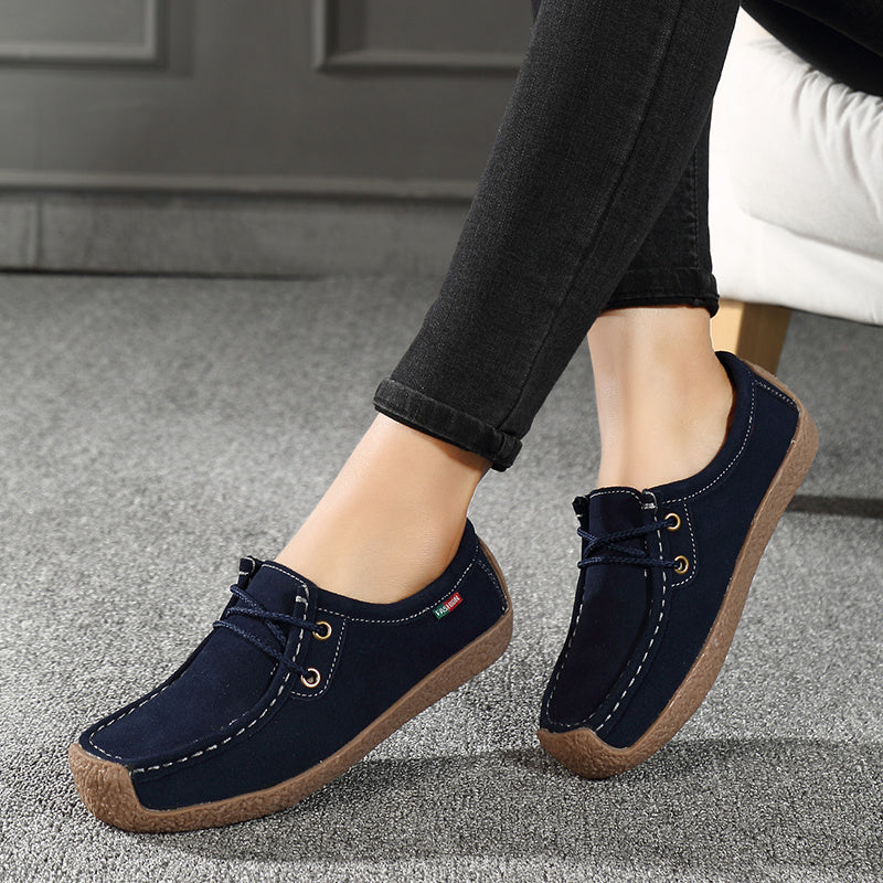 Square Toe Boat Shoes Lace Up Slip On Canvas Shoes Women's Footwear