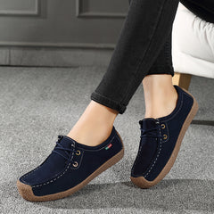 Square Toe Boat Shoes Lace Up Slip On Canvas Shoes Women's Footwear